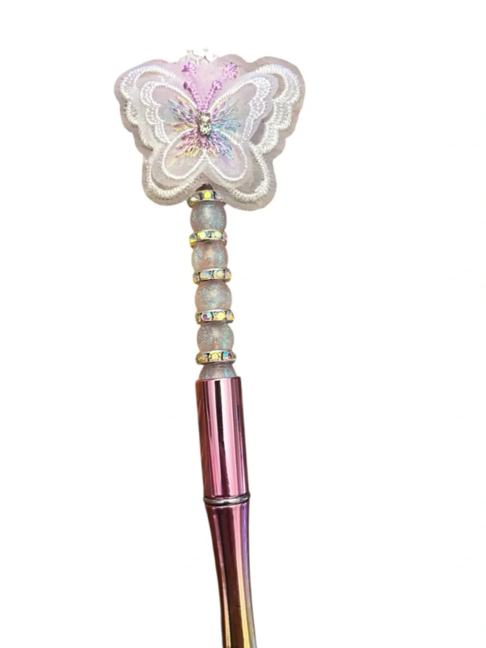 Whimsical Pink Teddy Bear Butterfly Pen Handmade By AB INKS HANDMADE EXPRESSIONS
